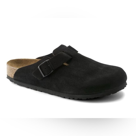 Birkenstock Boston Black Suede Soft Footbed - Picture 3 of 5